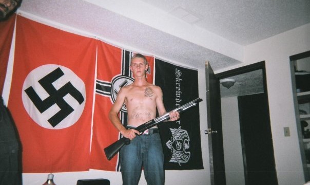 An image of Kyle McKee, co-founder of the Aryan Guard, leader of the Calgary branch of Blood & Honour, which this author claims was chased out of Kitchener by anti-fascist organizers.